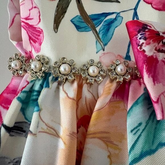 Couture Princess Dress with Floral with beaded waist. PERFECT FOR EASTER- 3T - Picture 5 of 6